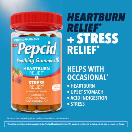 Pepcid Soothing Gummies, Heartburn + Stress, Peach-Raspberry Perspective: left