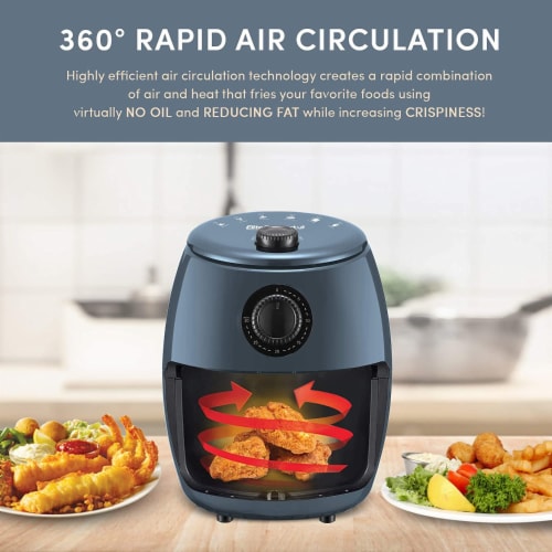 Elite Gourmet Hot Air Fryer - Blue Gray Perspective: left