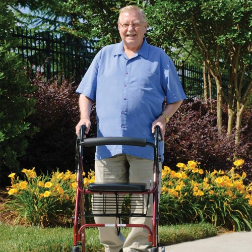 Graham Field Lumex Walkabout Lite Rollator with Seat - Burgundy Perspective: left