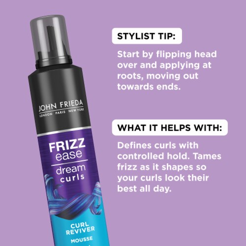 John Frieda Dream Curls Curl Reviver Mousse, Enhances Curls, Flexible Hold, Frizzy or Curly Hair Perspective: left