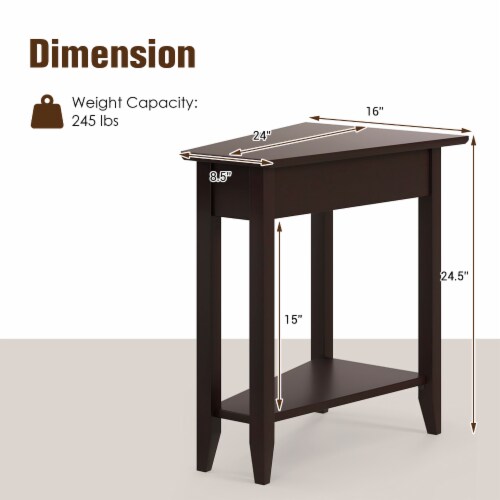 Slickblue 2 Tier Wedge Narrow End Table with Storage Shelf and Solid Wood Legs 1 unit Pick n Save