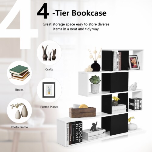 Slickblue 5-Tier Bookshelf Corner Ladder Bookcase with Storage Rack Perspective: left