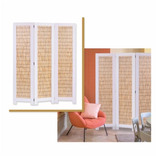 Screen Gems White Wicker Screen SG-324 Perspective: left