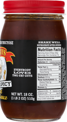 Two Fat Guys® Spicy Gourmet BBQ Sauce Perspective: left