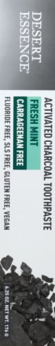 Desert Essence Carrageenan Free Fresh Mint Activated Charcoal Toothpaste Perspective: left