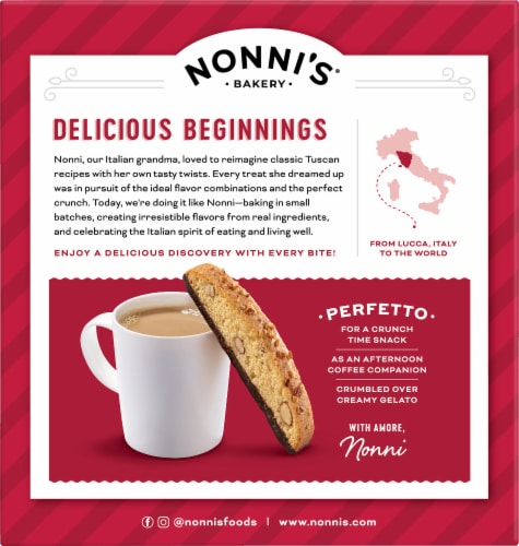 Nonni's Cioccolati Biscotti Cookies Perspective: left