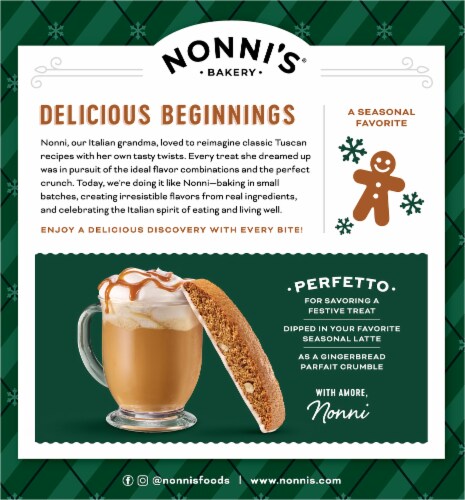 Nonni's Gingerbread Biscotti Cookies Perspective: left