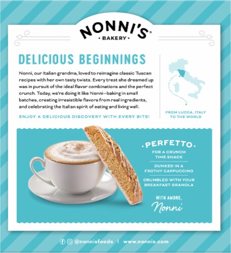 Nonni's Cinnamon Streusel Biscotti Cookies Perspective: left