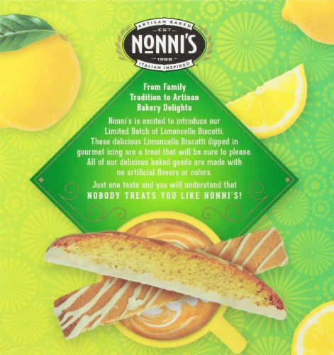 Nonni's Limoncello Biscotti Cookies Perspective: left