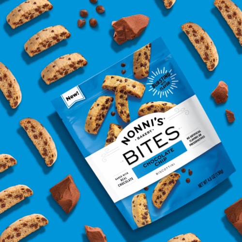 Nonni's Chocolate Chip Mini Biscotti Cookies Perspective: left