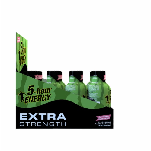 5-Hour Energy Extra Strength Strawberry Watermelon Supplements Perspective: left
