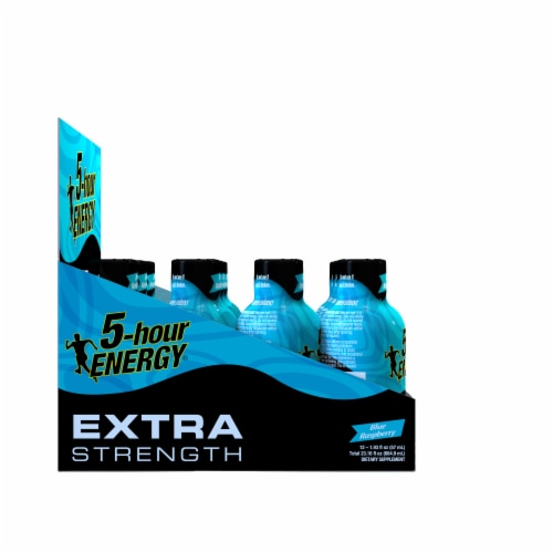 5-Hour Energy Extra Strength Blue Raspberry Energy Shots Perspective: left