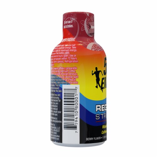 5-Hour® Pomegranate Energy Drink Shot Bottle Perspective: left