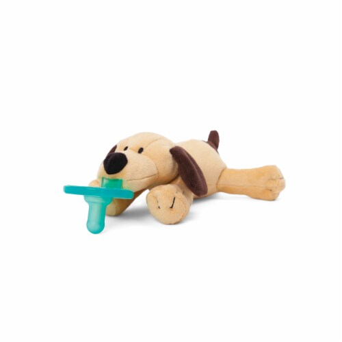 WubbaNub Brown Puppy Pacifier in Cube Perspective: left