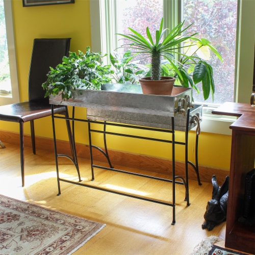 Achla Designs WT-04 Large Metal Windowsill Trestle Plant Stand w/ Removable Tray Perspective: left