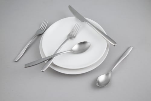 Cambridge Silversmiths Averie Flatware Set - Satin Perspective: left