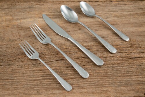 Cambridge Silversmiths Keene Hammered Flatware Set - Mirror Perspective: left