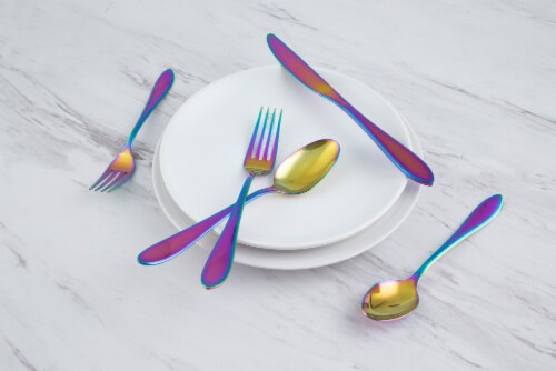 Cambridge Silversmiths Delia Flatware Set - Rainbow Mirror Perspective: left