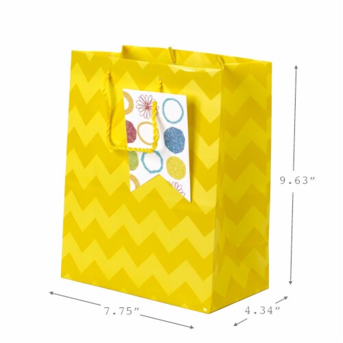 Medium Gift Bag (#77): Hallmark Medium Gift Bag with Tissue Yellow Chevrons Perspective: left