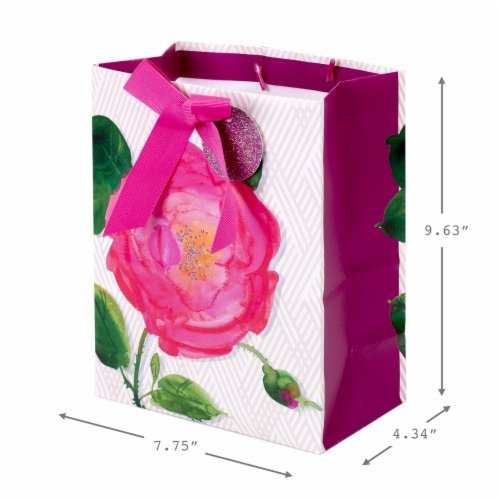 Hallmark #63 Medium Gift Bag with Tissue Paper (Pink Rose) Perspective: left