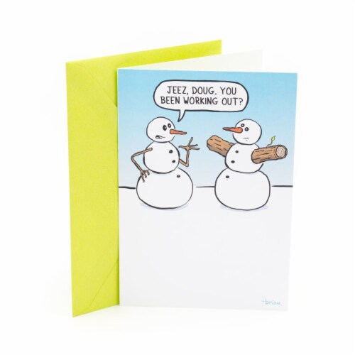 Christmas Card #29: Hallmark Shoebox Funny Christmas Card (Buff Snowman) Perspective: left