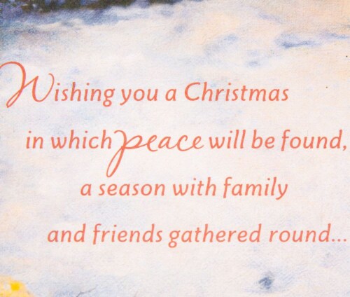 Christmas Card #26: Hallmark Thomas Kinkade Christmas Card (Snow Cabin) Perspective: left