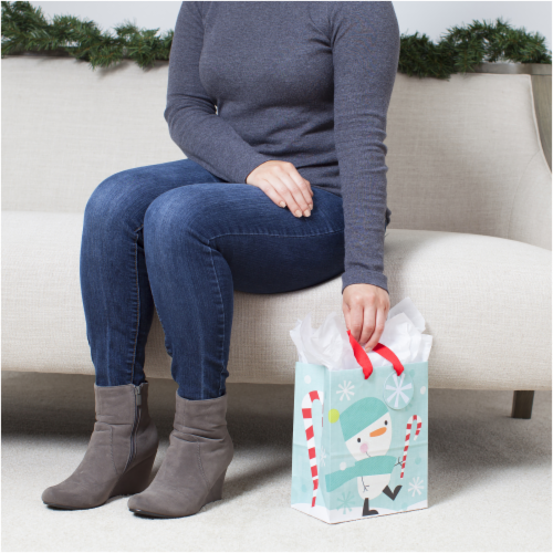 Christmas Bag #64: Hallmark Medium Holiday Gift Bag with Tissue Paper (Snowman & Candy Cane) Perspective: left