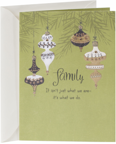 Holiday Card #58: Hallmark Christmas Card for Relative (Gold Ornaments) Perspective: left