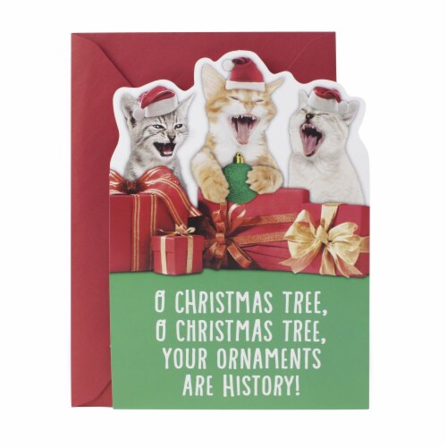Hallmark Cats Laughing "O Tannenbaum" Christmas Card with Sound Perspective: left