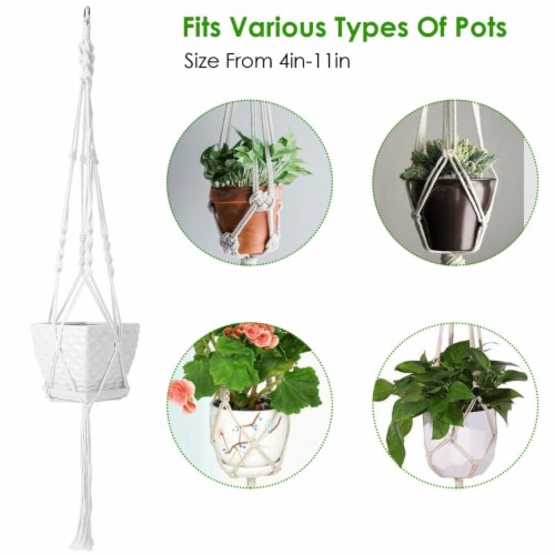 2Pcs Plant Hanger Flowerpot Net Bag 40in Cotton Rope Plant Hangers 4Legs Plant Hanger Perspective: left