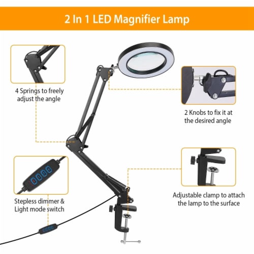 LED Magnifier Desk Lamp 8x Magnifying Glass with Light Swing Arm Desk Table  Light USB Reading, 1 unit - Fry's Food Stores