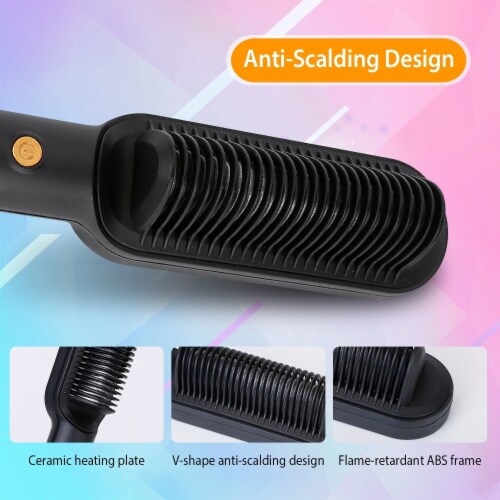 Electric Hair Straightener Brush Straightening Curler Brush Hot Comb 5 Temperature Adjustmen 1 unit Harris Teeter