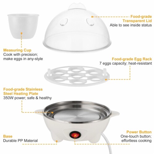 Electric Egg Cooker 7-Capacity BPA-Free Hard-Boiled Egg Maker with Auto-Off Measuring Cup Perspective: left