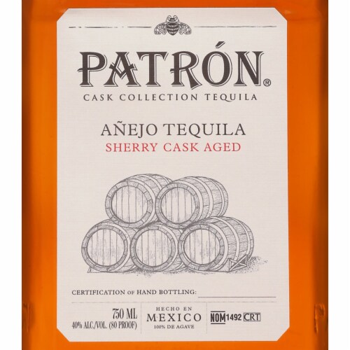 Patron Tequila Anejo Sherry Cask Aged Perspective: left