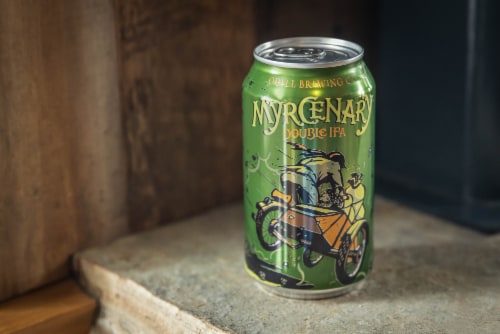 Odell Brewing Myrcenary Double IPA Perspective: left