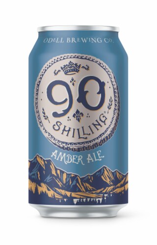 Odell Brewing 90 Shilling Ale Cans Perspective: left
