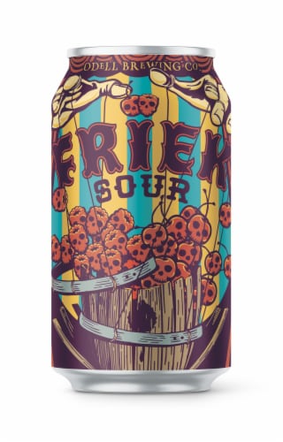 Odell Brewing Co. Friek Barrel Aged Raspberry Cherry Sour Craft Beer Perspective: left