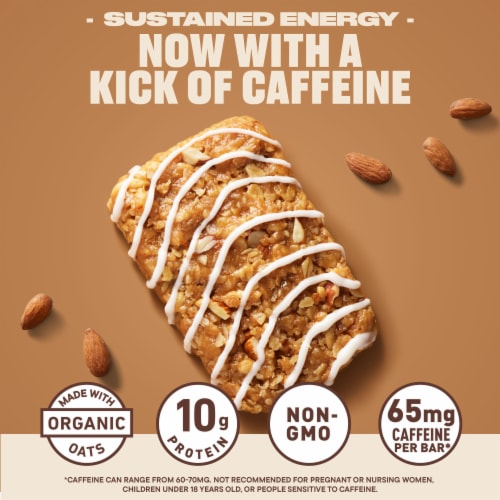 CLIF BAR Caffeinated Vanilla Almond Flavor Energy Protein Bars Perspective: left