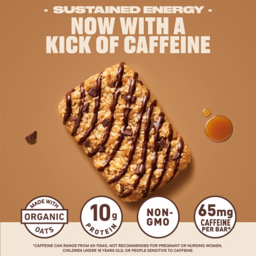 CLIF BAR Caffeinated Caramel Chocolate Chip Flavor Energy Protein Bars Perspective: left