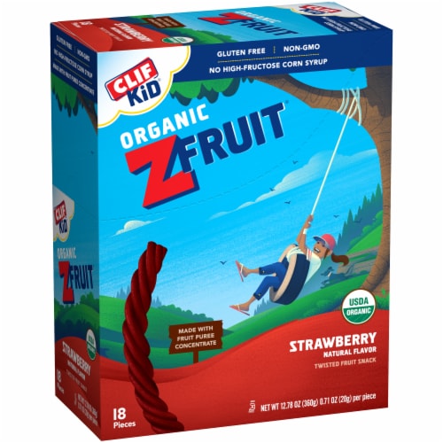 Clif Kid Organic ZFruit Strawberry Twisted Fruit Snack 18 Count Perspective: left