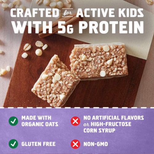 Clif Kid Zbar Protein Cinnamon Crunch Crispy Snack Bars Perspective: left