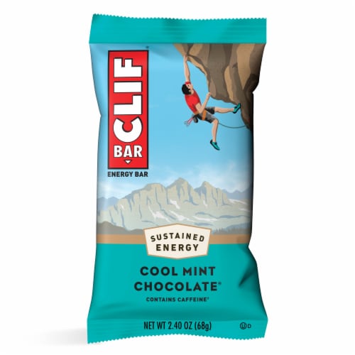 Clif Bar Cool Mint Chocolate With Caffeine Energy Bars Perspective: left