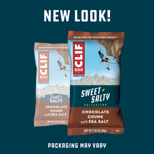 Clif Bar® Sweet & Salty Chocolate Chunk with Sea Salt Energy Bar Perspective: left