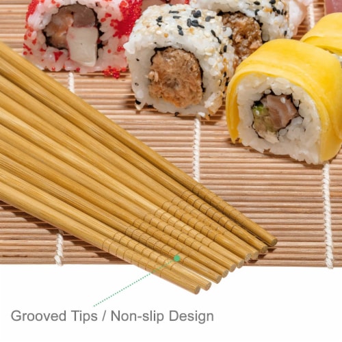 Bamboo Sushi Making Kit with 2 Sushi Rolling Mats, Bamboo Chopsticks, Rice Paddle & Spreader Perspective: left