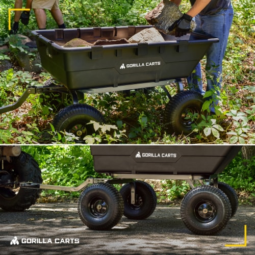 Gorilla Carts Heavy Duty Poly Yard Dump Cart Garden Wagon with 15 Inch
