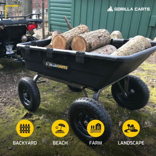 Gorilla Carts Heavy Duty Poly Yard Dump Cart Garden Wagon with 16