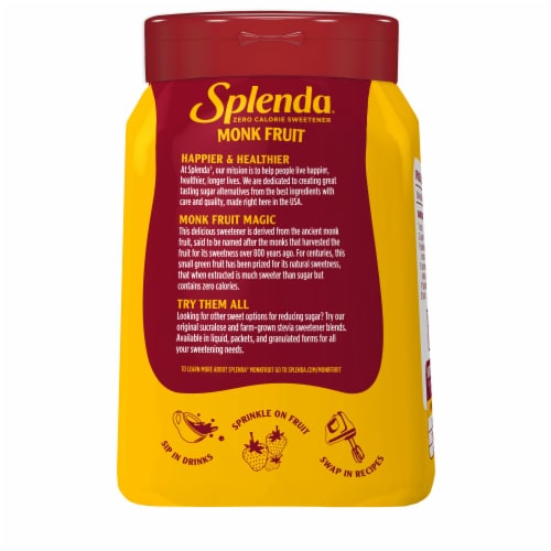 Splenda Monk Fruit Zero Calorie Granulated Sweetener Jar Perspective: left