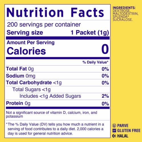 Splenda Zero Calorie Sweetener Packets Perspective: left