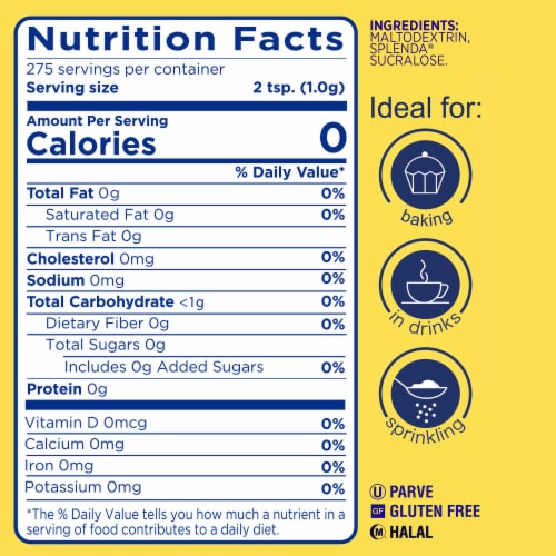 Splenda Zero Calorie Granulated Sweetener Perspective: left