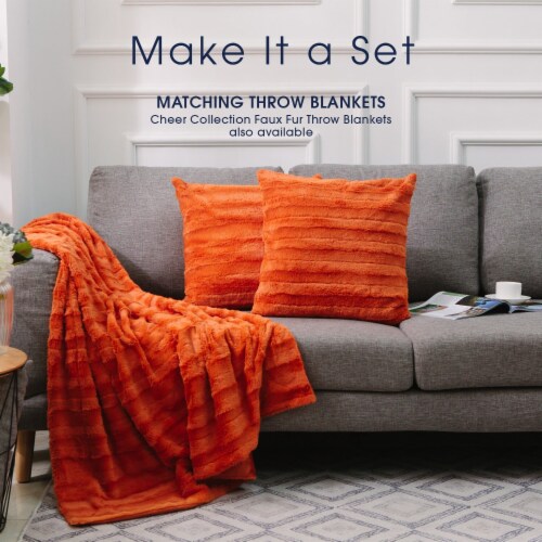 Cheer Collection Faux Fur Square Decorative Pillow 18x18 Set of 2 1 Ralphs